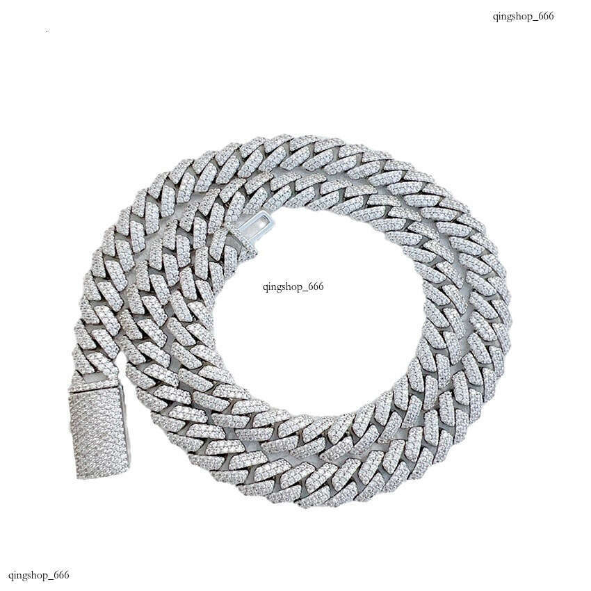 Hot Selling Hip Hop 10mm Double Row Full Dia Cuban Inlaid with Moissanite chain Trendy Men's Rock Punk Fashion Necklace