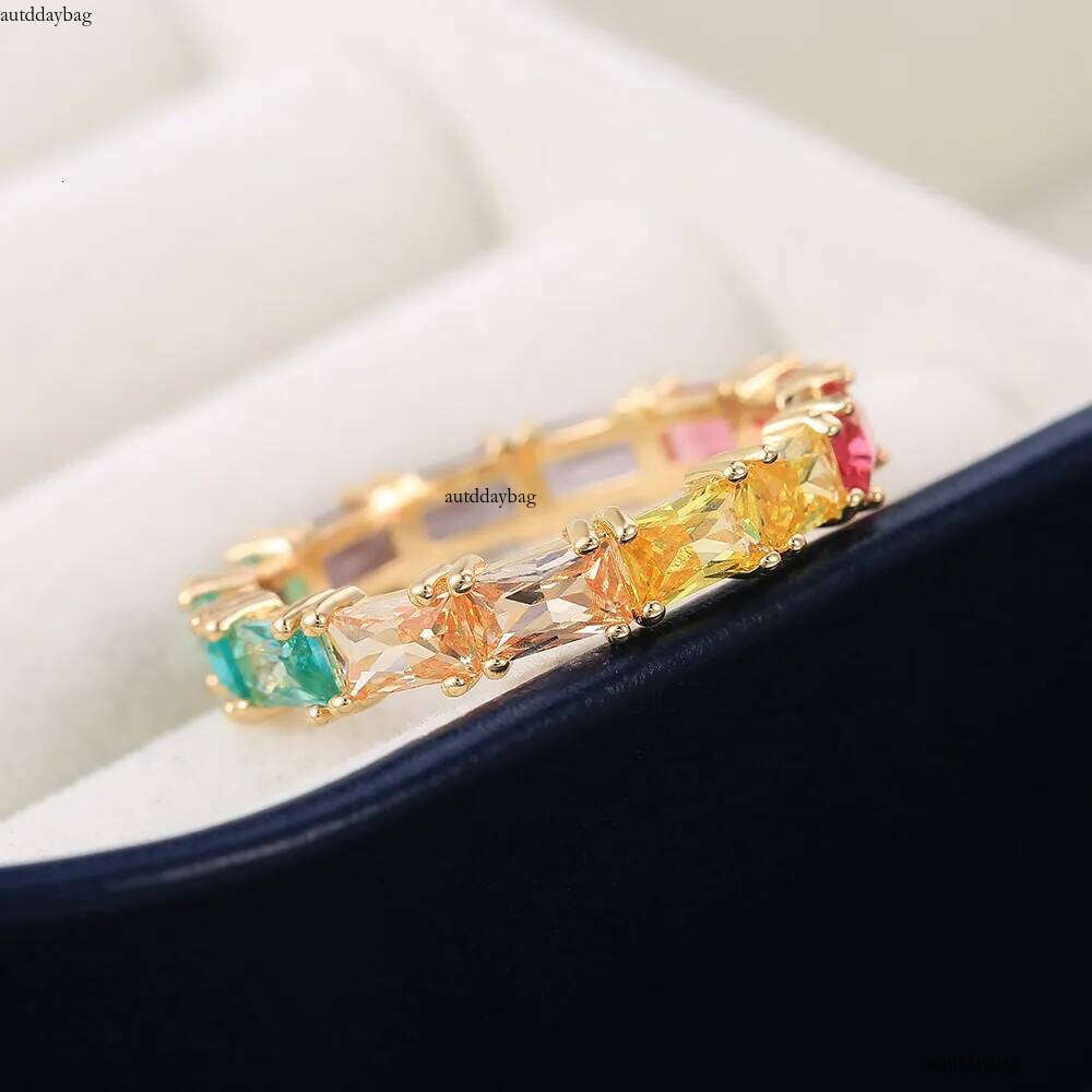 2025 Choucong Top Sell Wedding Rings Jewelry Gold Fill Princess Cut Colorful 5A Cubic Zircon CZ Dia Gemstones Party Women Engagement Band Ring Gift