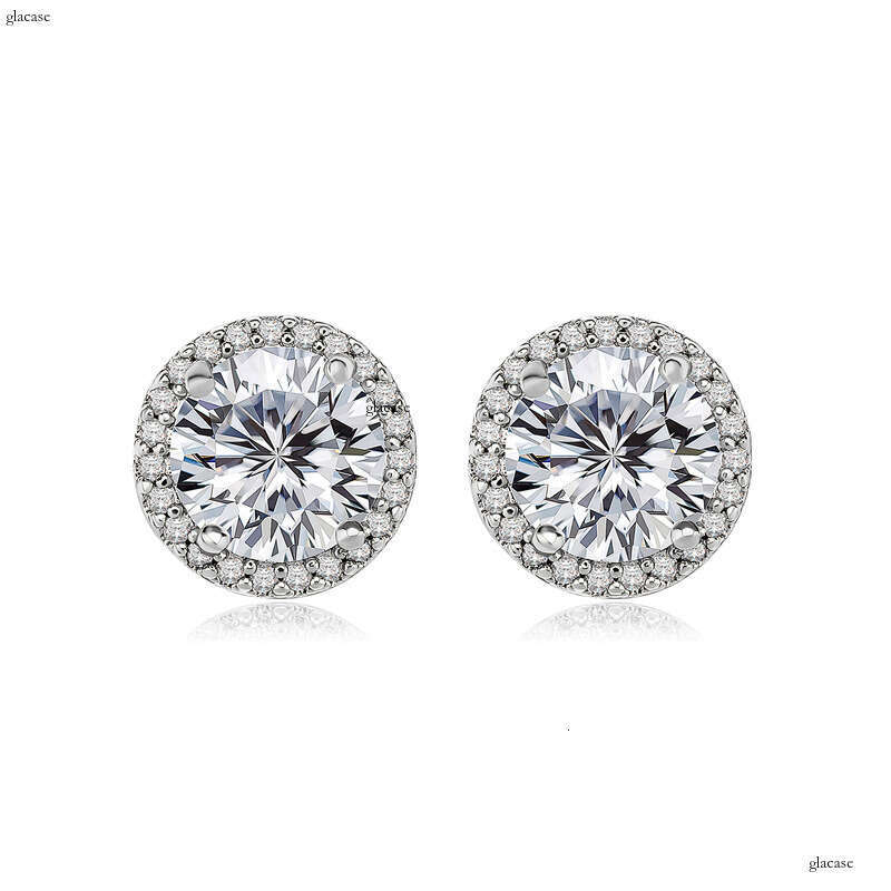 INS Minimalist Style Large Zircon Jewelry EarringIced Out VVS Needle Personality Fashion Accessories