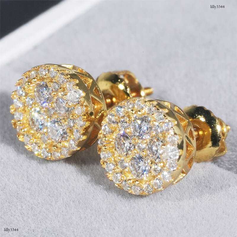 ICED OUT Creative Moissanite Sier Hip Hop Unisex Earrings Accessories
