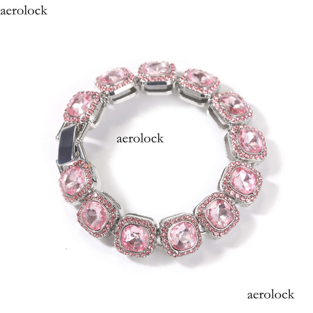 Fashion Versatile Pink Dia Alloy Simple Geometric Heart Bracelet for Women New Cool Trendy Hip-Hop Jewelry