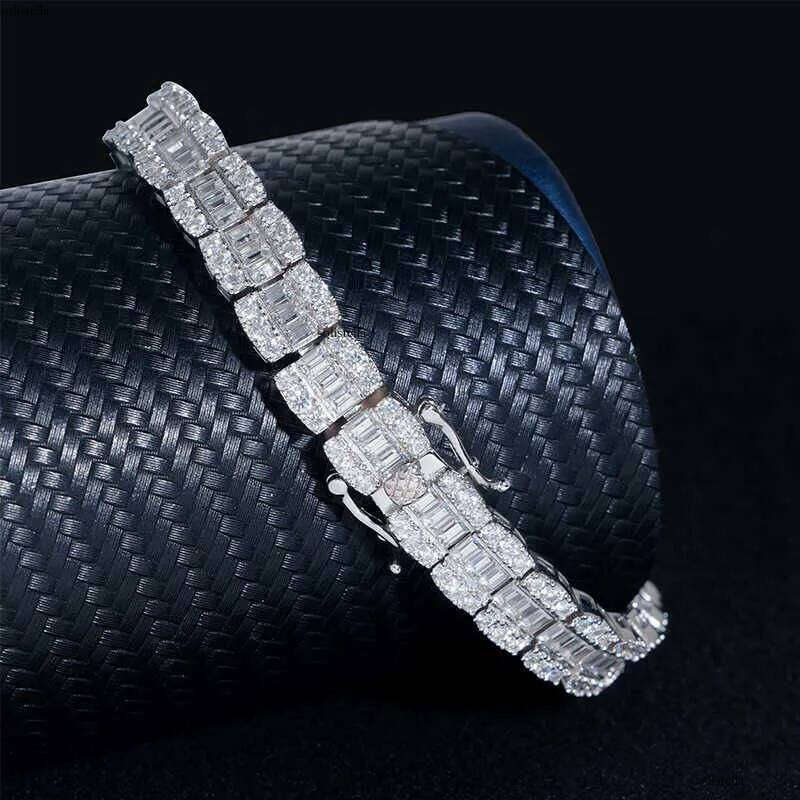 Dia hair new sterling sier VVS moissanite 8.5mm mens and womens jewelry accessories hip-hop bracelet
