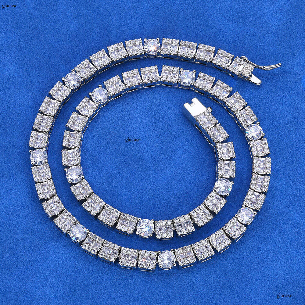 6mm Mixed Hip Hop Jewelry Men's Necklace Square Round Moissanite chain Tennis Chain