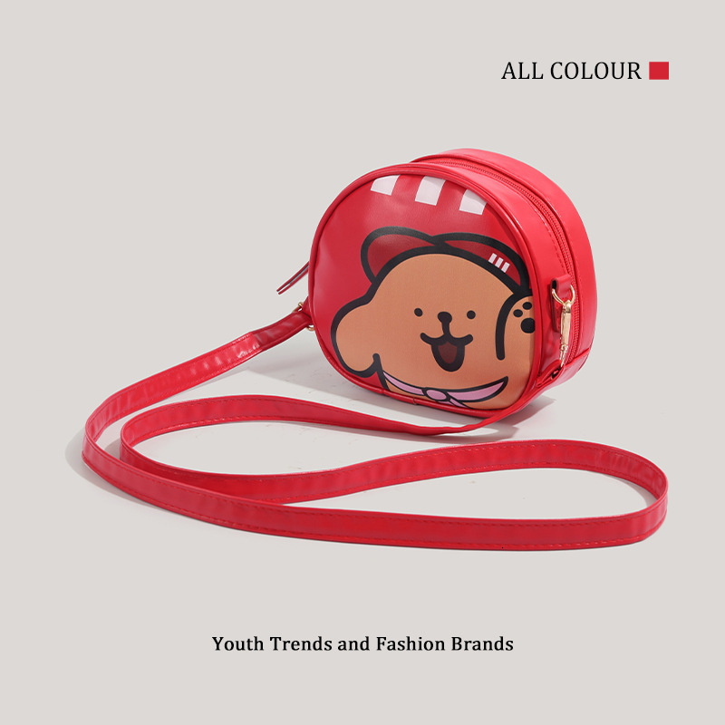 KFC Style Striped Double-Sided Print Single Shoulder Crossbody Round Cake Repair Dog Bag ddmymoon