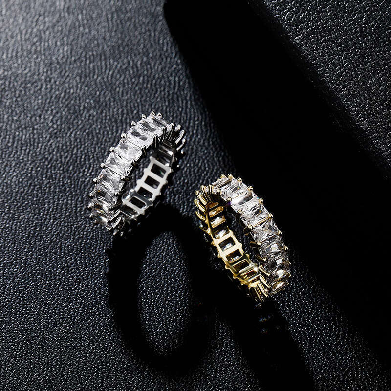 New Full Zircon Personality Hip-Hop Fashion Trendy Unisex Ring Gold Jewelry