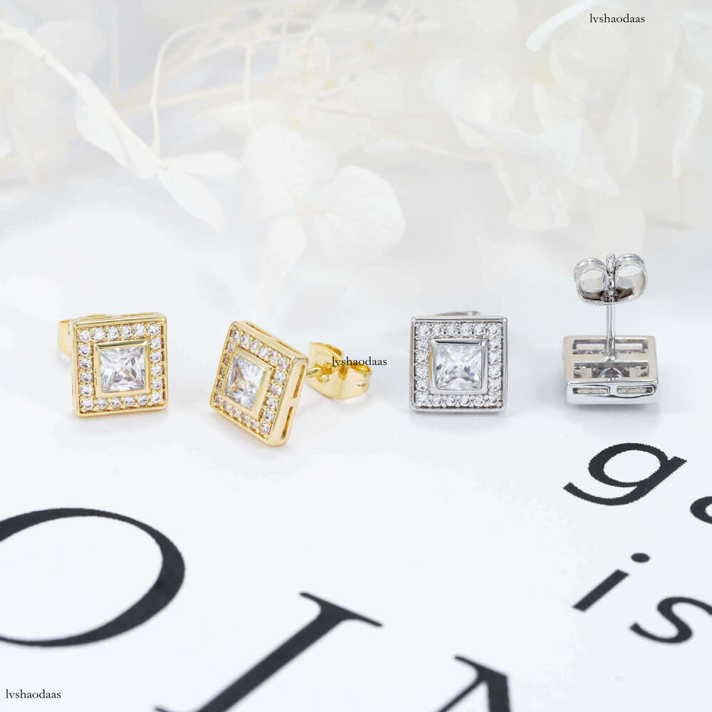 Princess Fashion New Release Sier Moissanite Hip Hop Trendy Earrings for Men and Women
