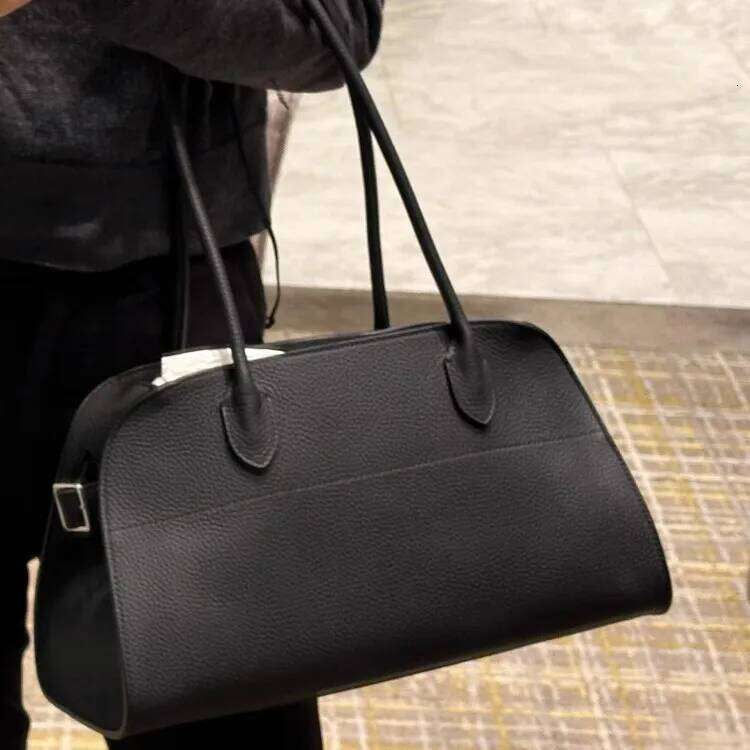 new high-end retro horizontal top layer leather hand-held large-capacity commuting tote bag