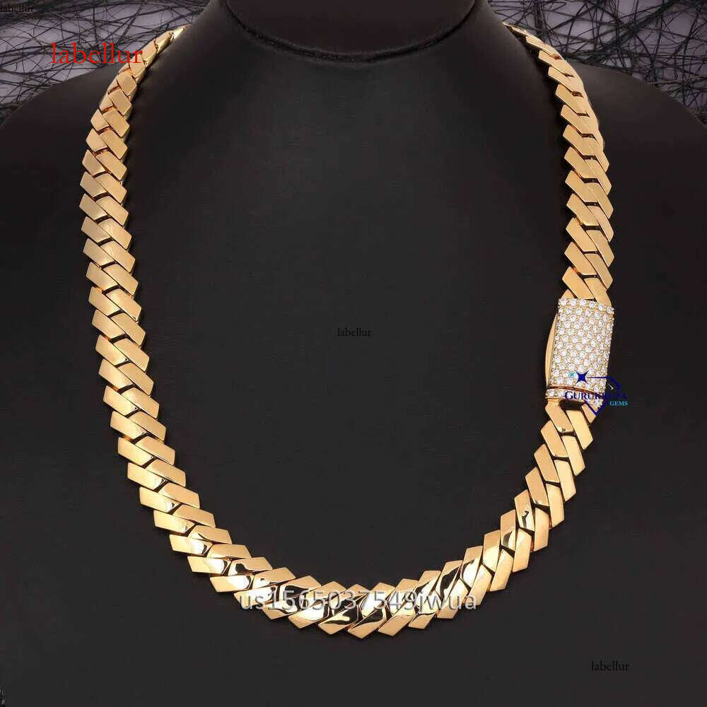Luxurious Sterling Sier Quality Moissanite Cuban Chain Necklace Men's Fashion Hip-Hop Jewelry Gift