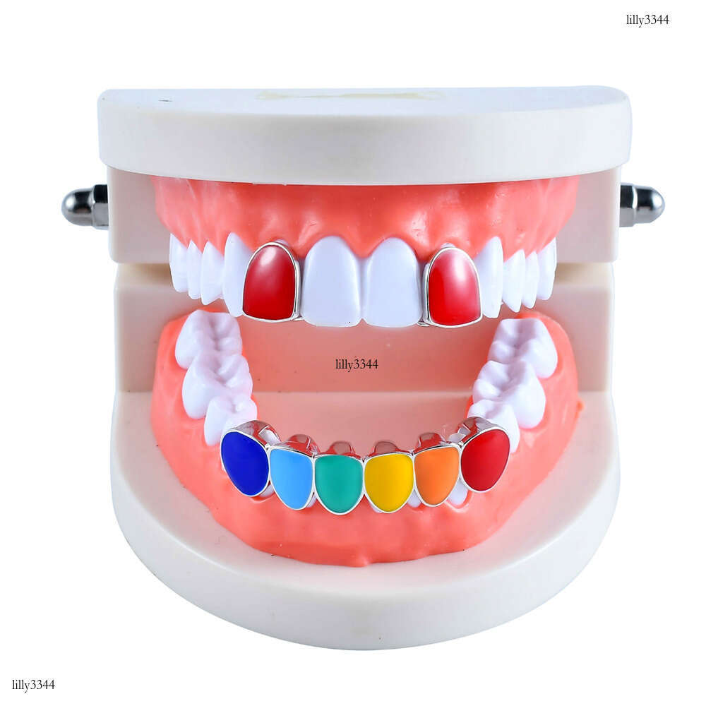 New Colorful Two Teeth Combination Real Gold Hip-Hop Braces
