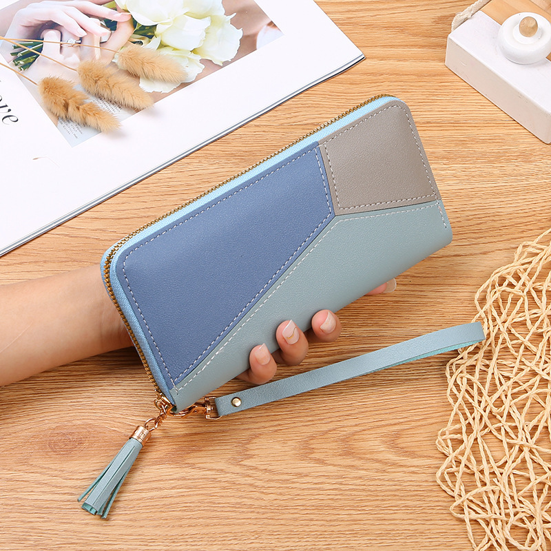 Color Block Long Wallet Women's Clutch 2025 New Fashion Korean And Japanese Style Large Capacity Zipper Luxury Bag Wallet For Women