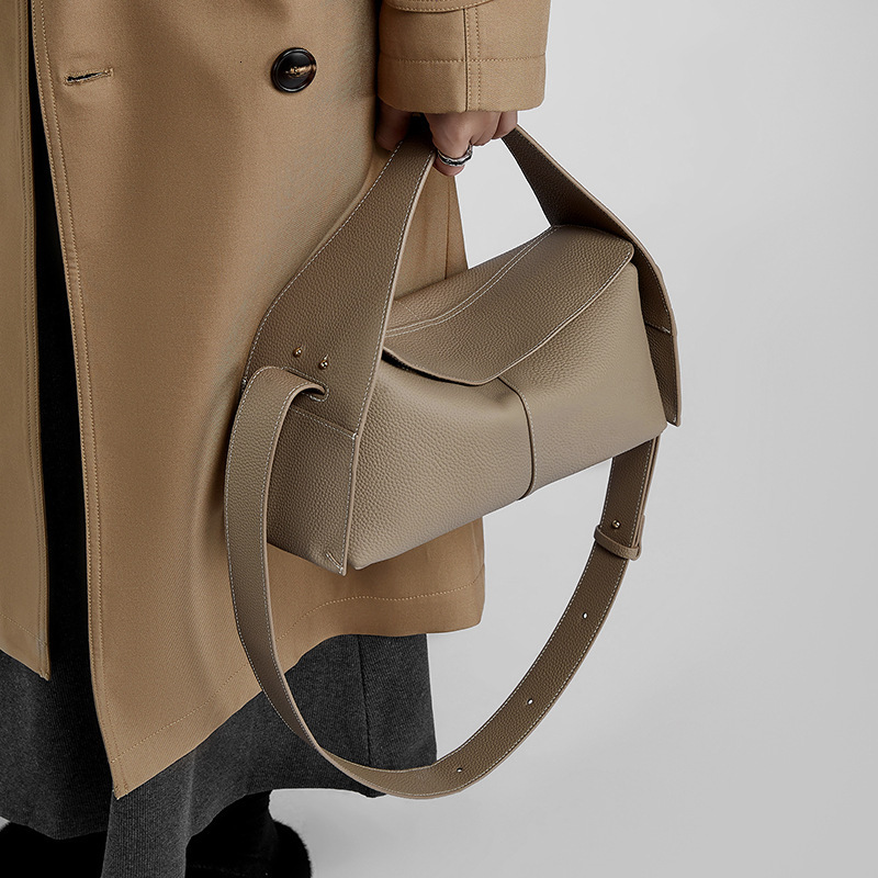 Spring Summer New Top Layer Cowhide Detachable Handbag Ear Hanging Series Eaves Single Shoulder Crossbody Genuine Leather Women's Bag