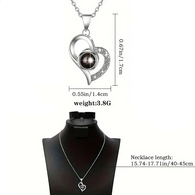 Heart-Shaped Red Rose Necklace with Gift Box - Valentines Day Anniversary Birthday Mothers Day Gift for Women Mom Wife 250805