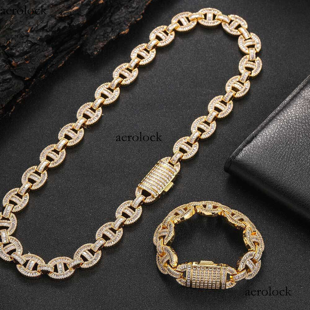 Hip Hop 16mm Flip Buckle Pig Nose Cuban Chain Men's Trendy Brand Mixed T Cubic Moissanite chain Necklace for Men