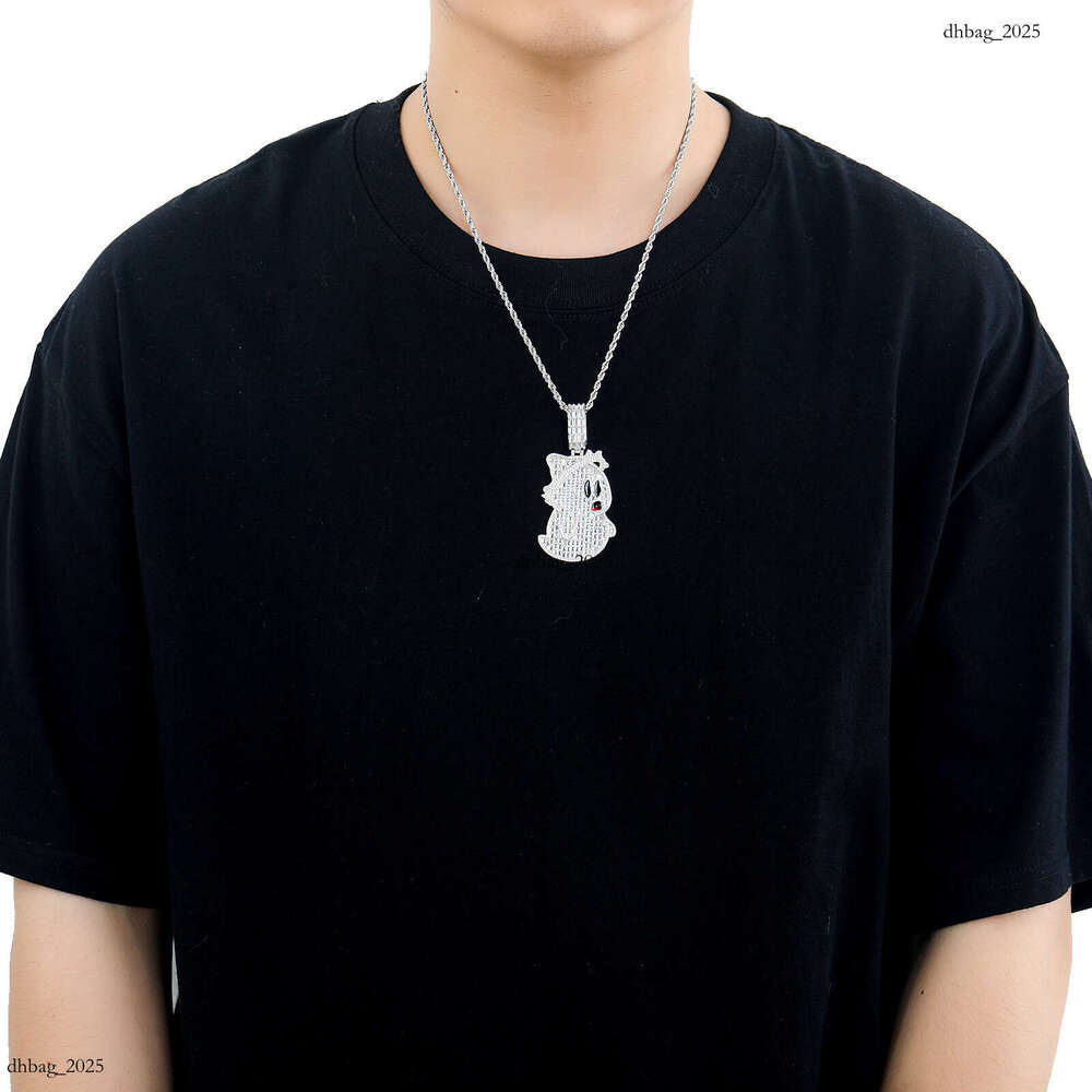 New Cartoon Ghost Pendant T Cubic Moissanite chain Personality Full Dia Men's Hip-Hop Necklace Niche Accessories