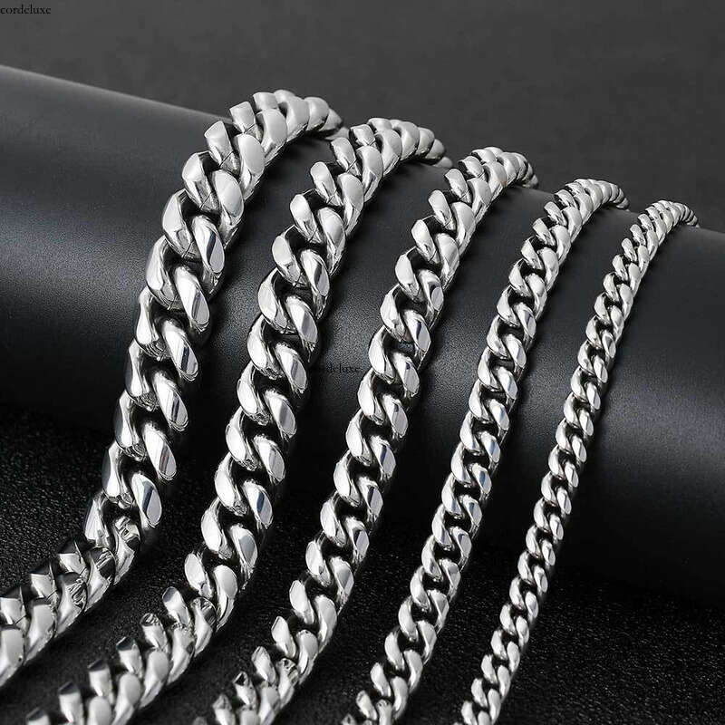 Jewelry Flip Clasp Miami Trendy Brand Hip Hop Stainless Cuban Chain Titanium Steel Men's Necklace
