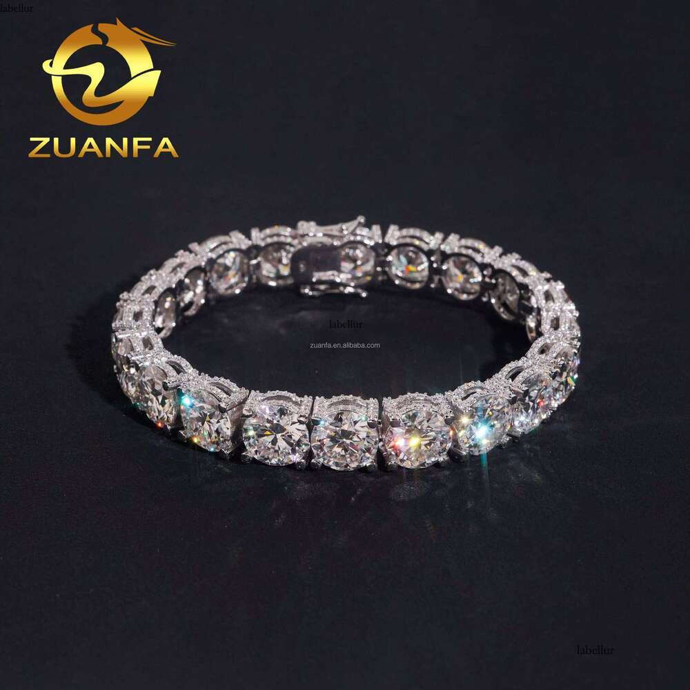 Fashion Style Luxurious Rapper Jewelry 10Mm Big S Sier Iced Out Hip Hop Vvvs1 Silicon Cluster Tennis Bracelet