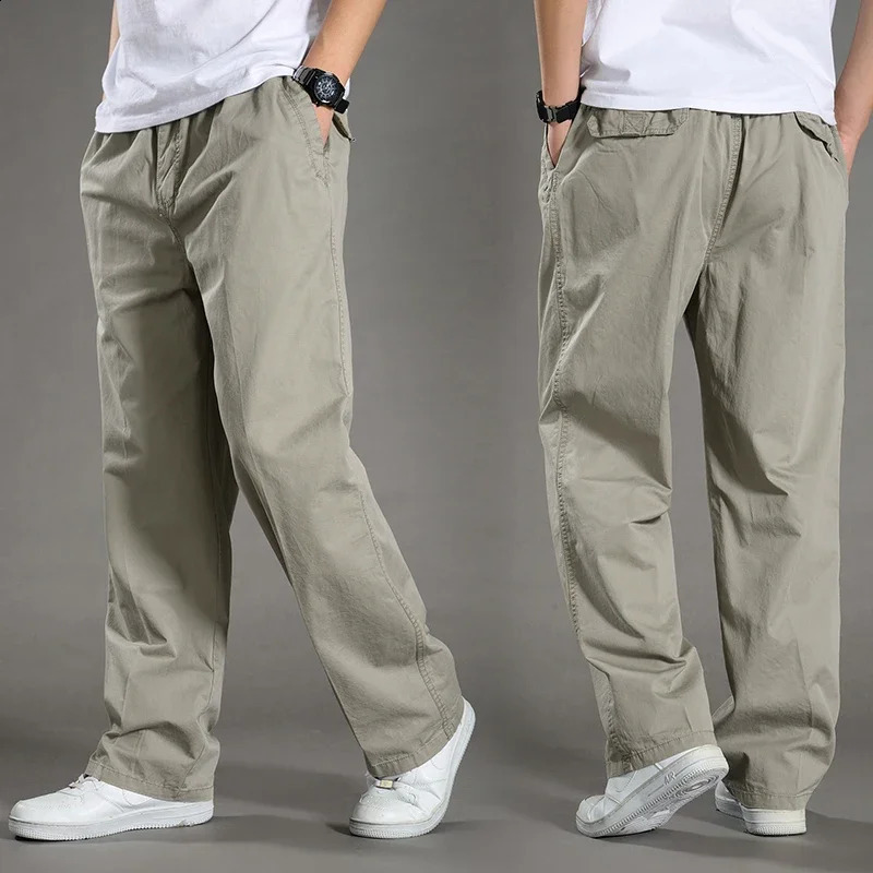 Mens Cargo Pants Spring Cotton Black Work Large Size Summer Casual Climbing Joggers Sweatpants Man Autumn Trousers 250809