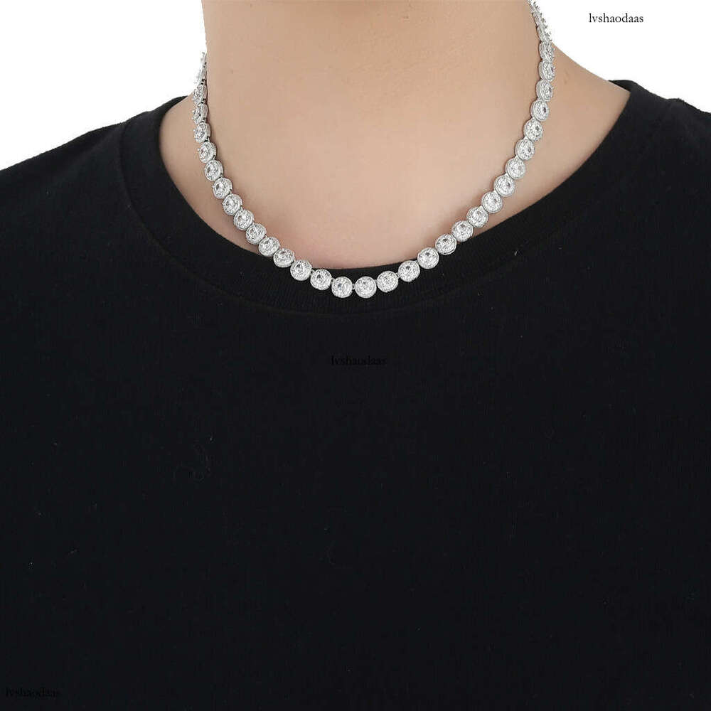 New 8mm Round Rock Candy Micro Paved Moissanite chain Personality Trendy Men's Niche Clavicle Chain Hip Hop Necklace Jewelry