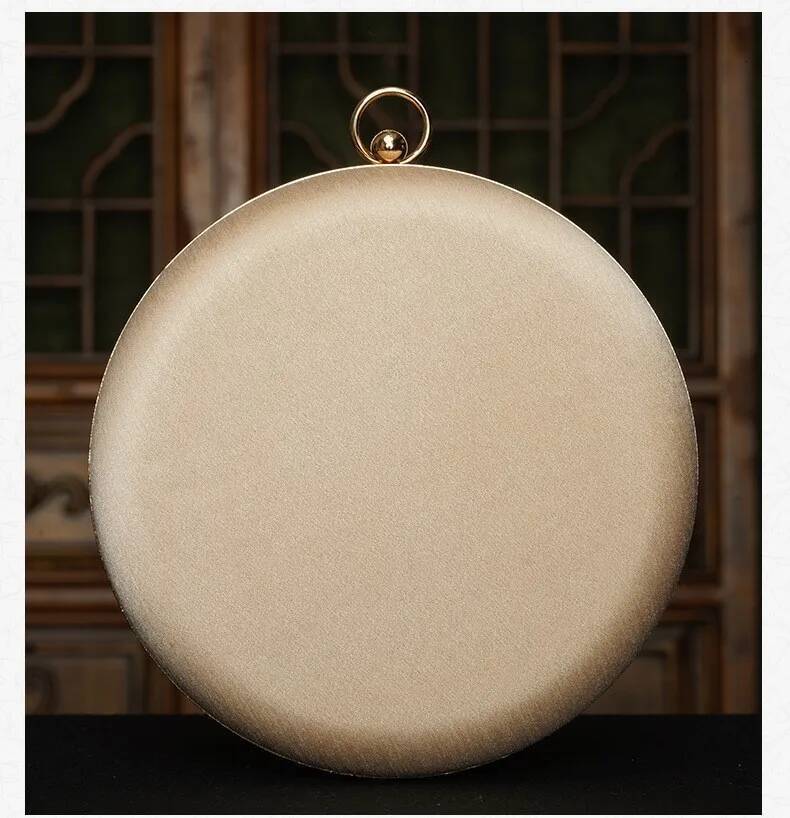 Brand Aristocratic Elegant Round Crossbody Classical Beauty Retro Fashion, Chinese Soviet Style Embroider, Landscape Painting, Flower and Bird Pattern