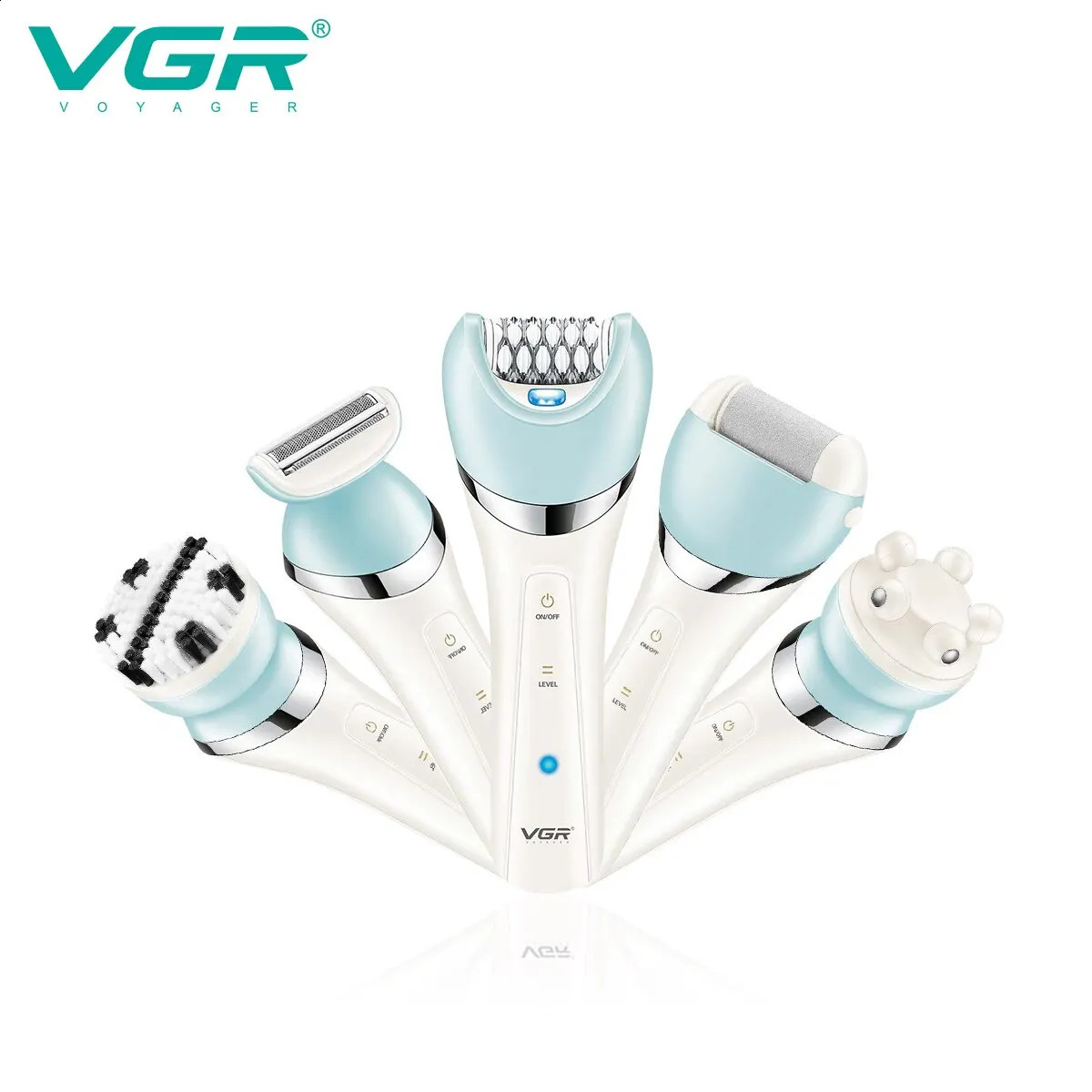 VGR Epilator 5 In 1 Electri Women Epilator Female Shaver Leg Body Hair Remover Lady Bikini Trimmer Cleaning Massage V-703 250805