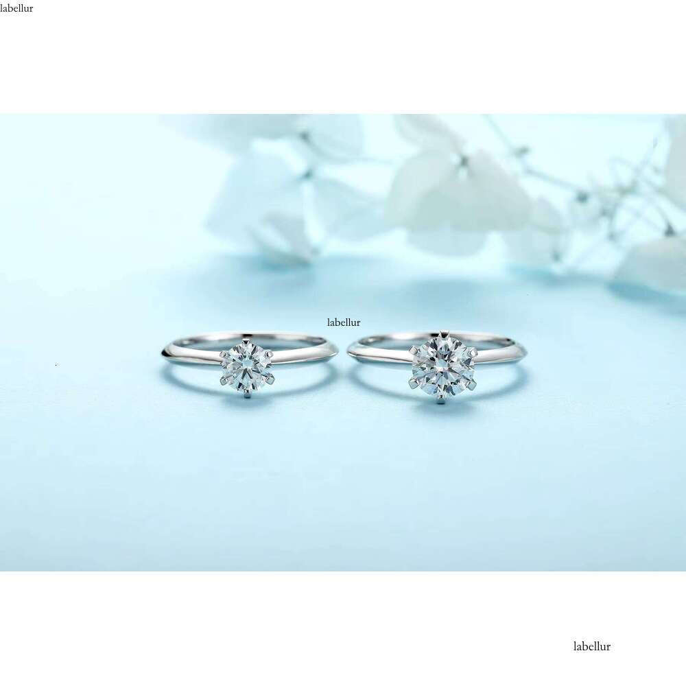 Platinum Synthetic Lab Dia Wedding Jewelry Round Cut Classic 0.5ct Engagement Rings for Women