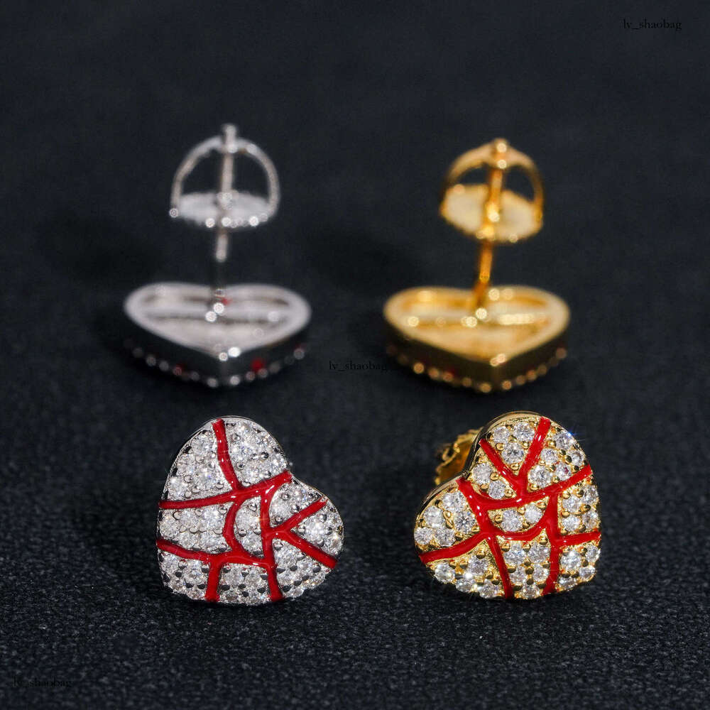 Hip Hop Broken Heart Heartbreak Shape Full Dia Oil Drop Men Women Fashion Couple Earrings Jewelry Wholesale