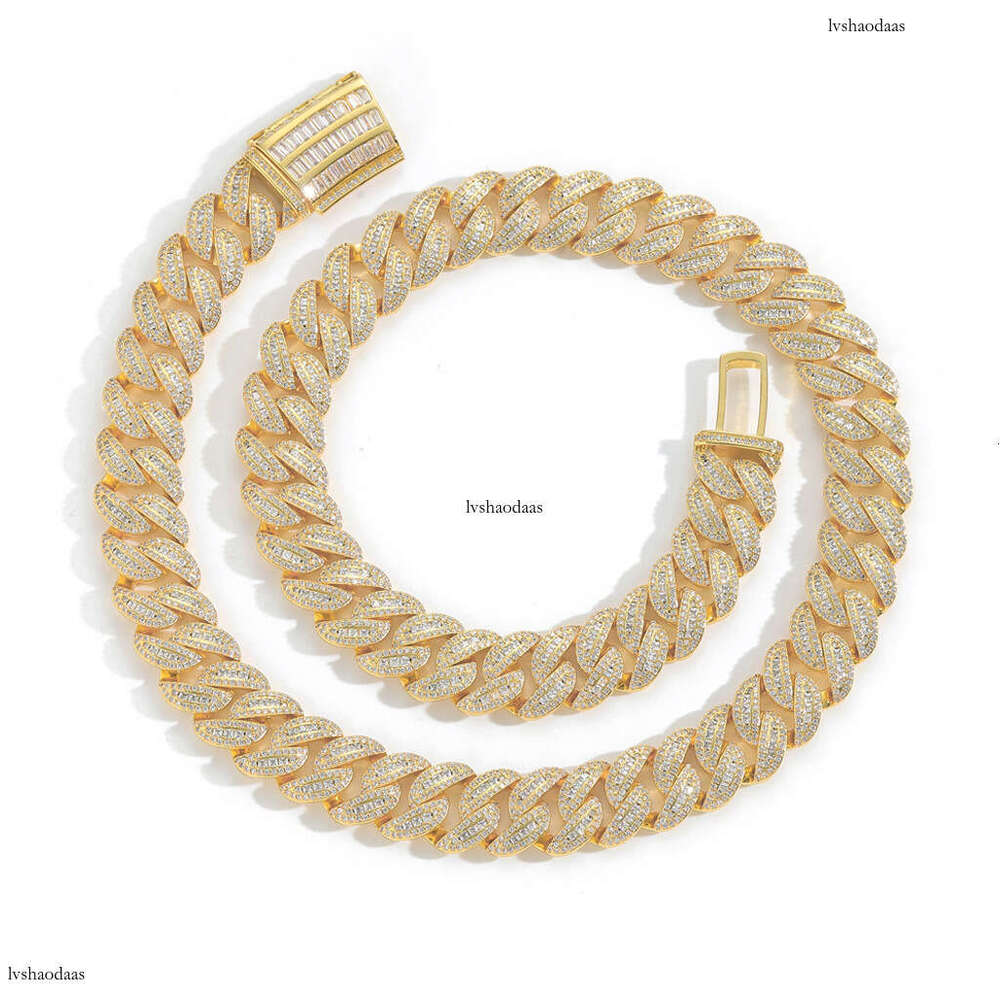 Hip Hop Necklace 15mm Mixed T-Cubic Moissanite chain Miami Cuban Trendy Fashion Men's Niche Clavicle Chain