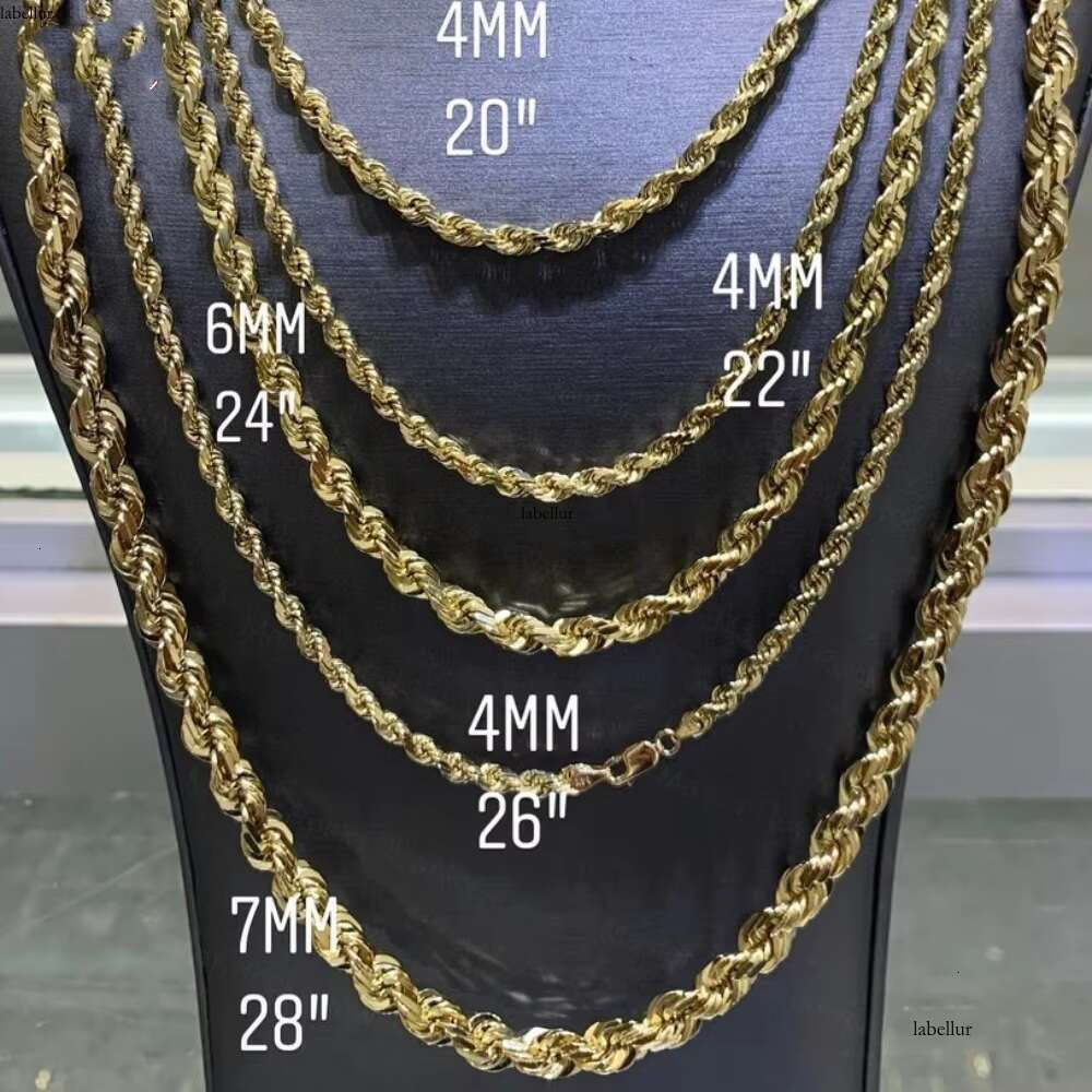 High Quality 4Mm 6Mm 7Mm Rope Hiphop Men's Sier Silica Chain