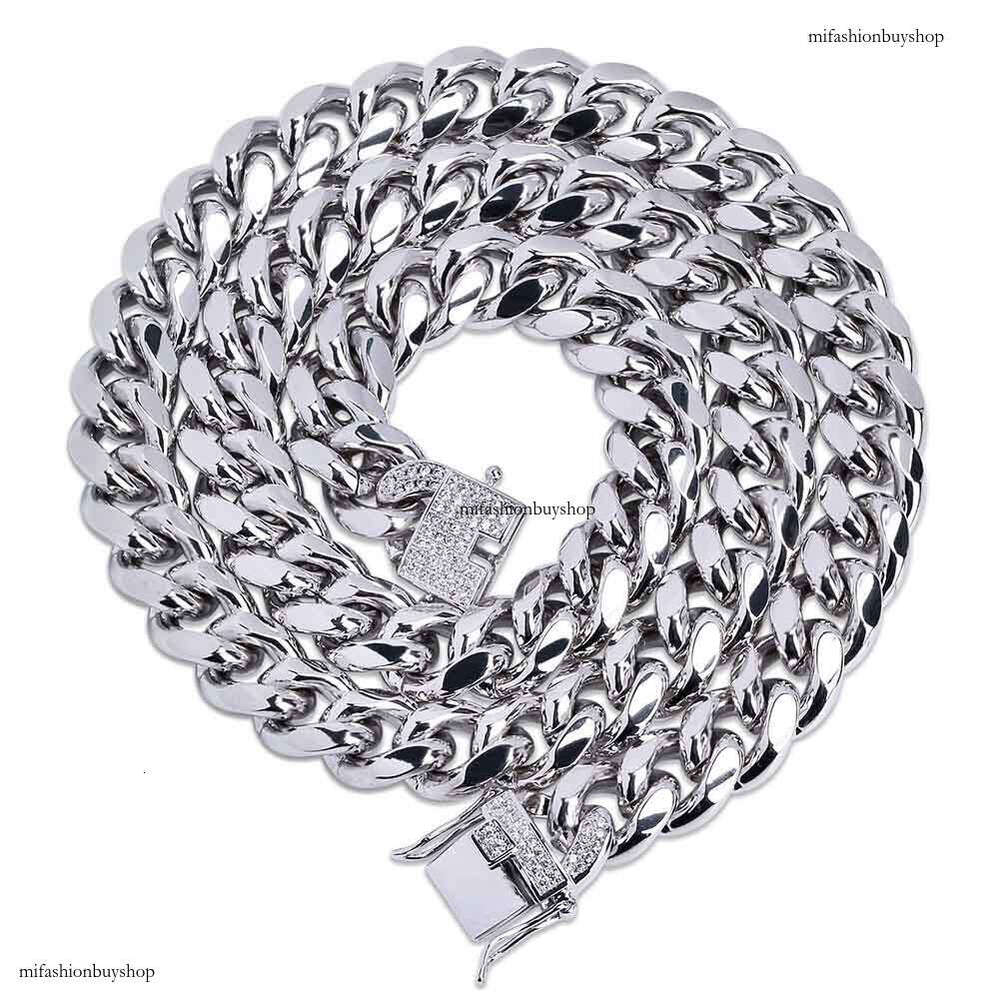 Hip Hop Necklace 12MM Smooth Cuban Chain Bracelet Trendy Men's Personality Jewelry INS Style