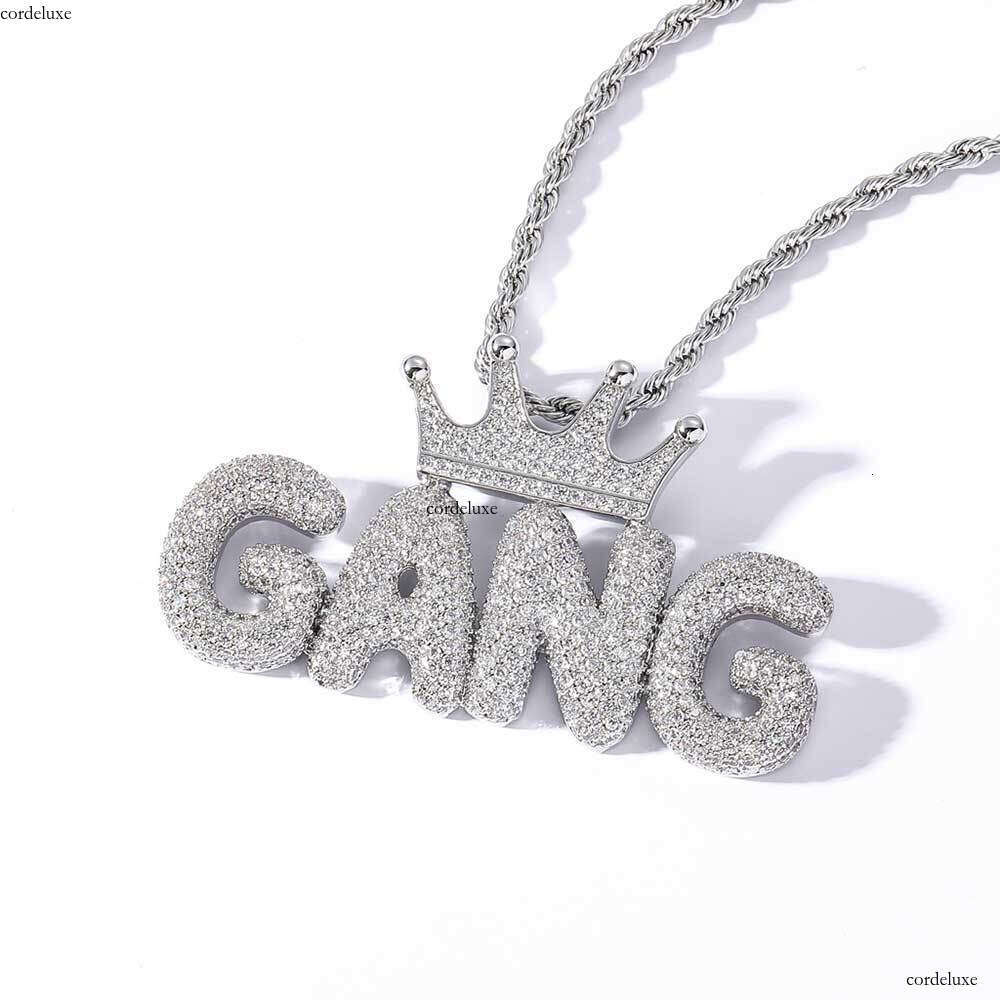 New Hip-Hop Crown Bubble Letter Number Splicing Combination Pendant Micro-Inlaid Moissanite chain Personality Necklace