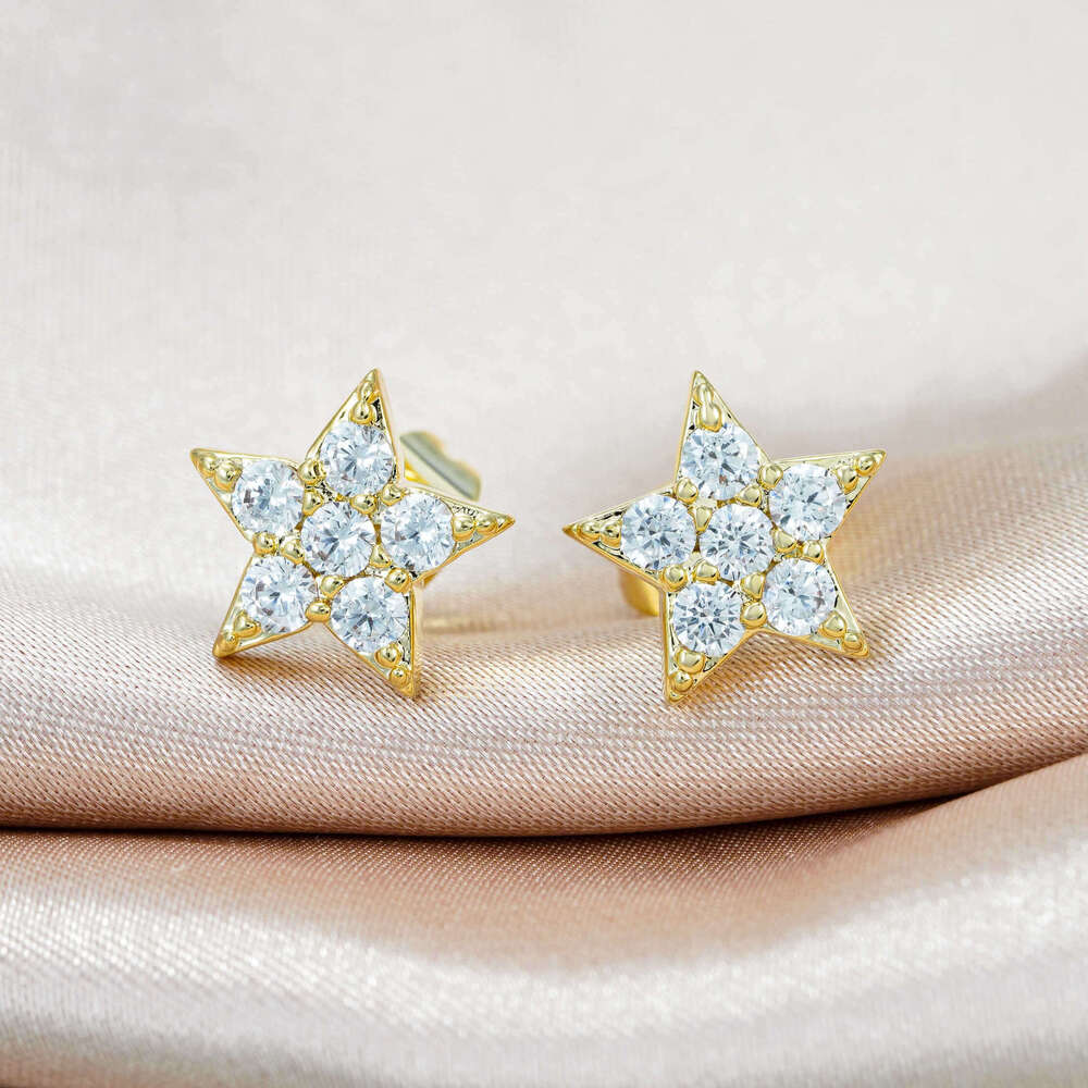 Jewelry Style Sier Moissanite Classic Star-Shaped Earrings Unisex Versatile