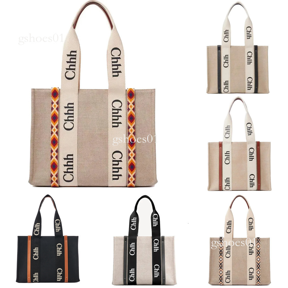 Chloiely Bag High Quality WOODY Tote Women Straw Canvas Handbag Shopping Bag Designer Clutch Fashion Weekender Linen Large Beach Bags chlo bag Travel Crossbody 01