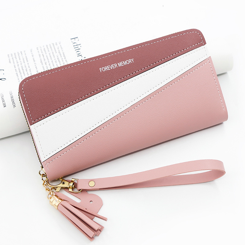 Cute Women's Long Wallet Zipper Purse Three-color Patchwork Fashion Coin Purse Card Luxury Bag Slot Handbag