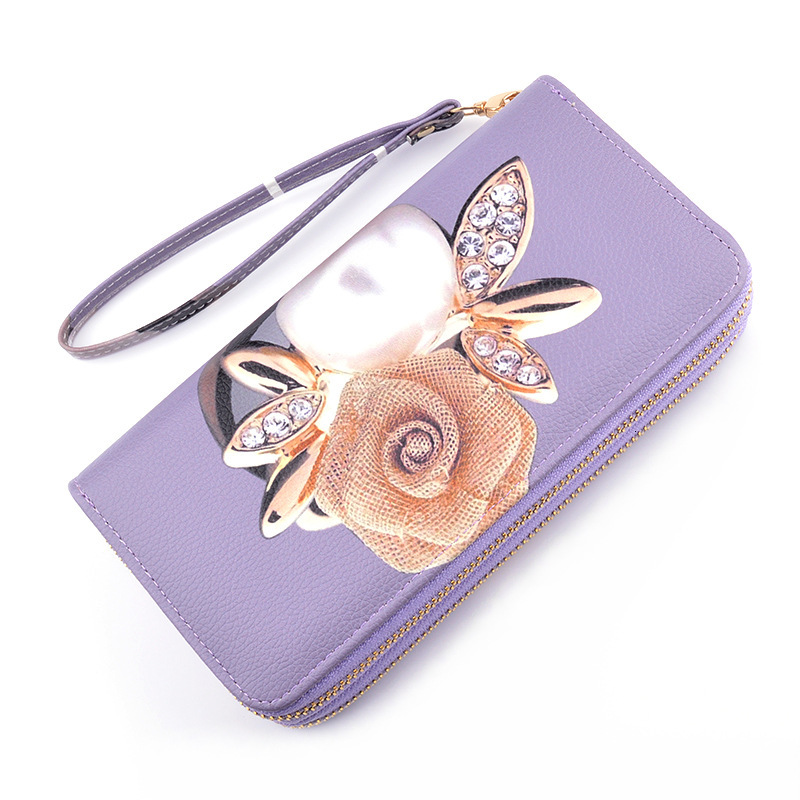 New Double Zipper Clutch Wallet For Women Long Soft Leather Wallet Fashionable Printed Large Capacity Designer Bag Double Layer Luxury Bag Wallet Phon