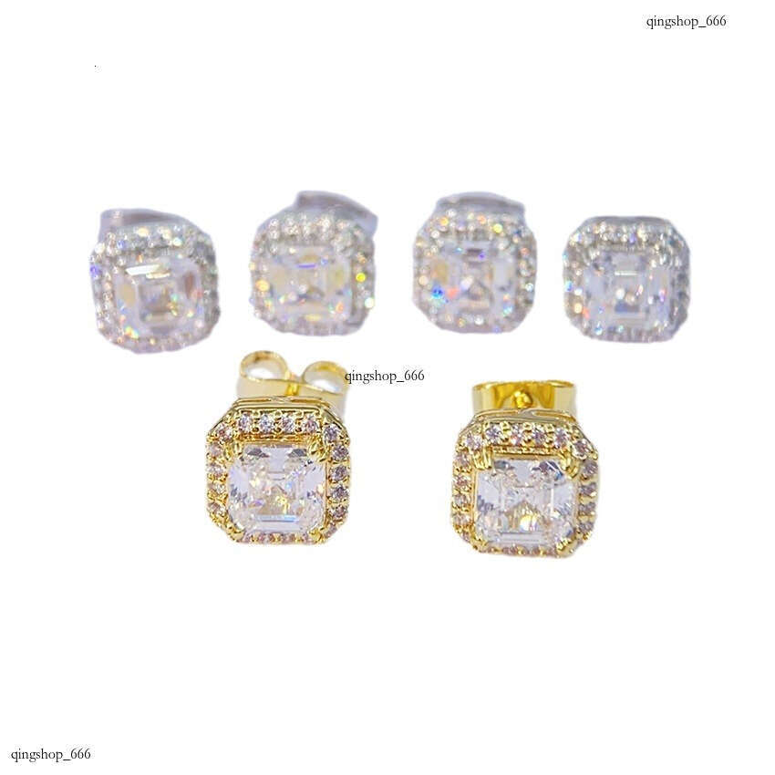Hip-Hop Zirconia Stud Full Dia Electroplated Fashion Versatile New Style Exquisite Earrings