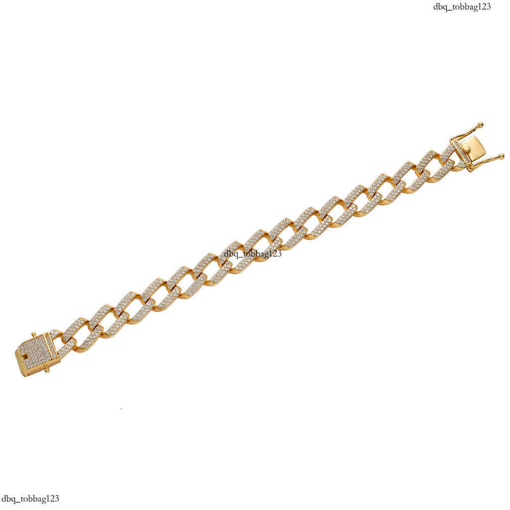 14mm Bar Miami Cuban Chain Full Zircon Men's Bracelet
