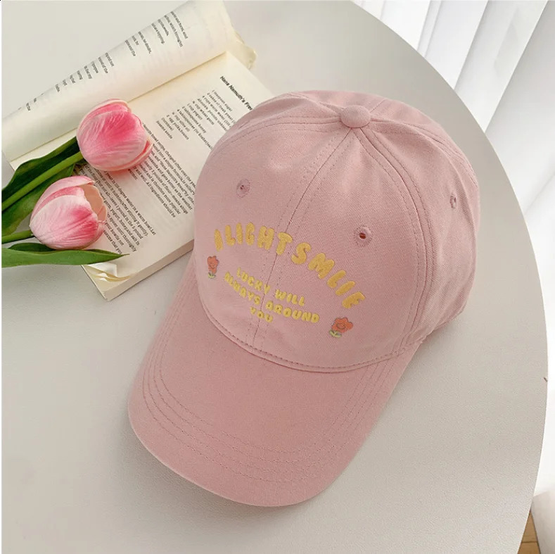 Pink Floral Baseball Cap for Women Embroidery Letters Duckbill Hats Outdoor Y2K Girl Sunshade ed Cap 250805
