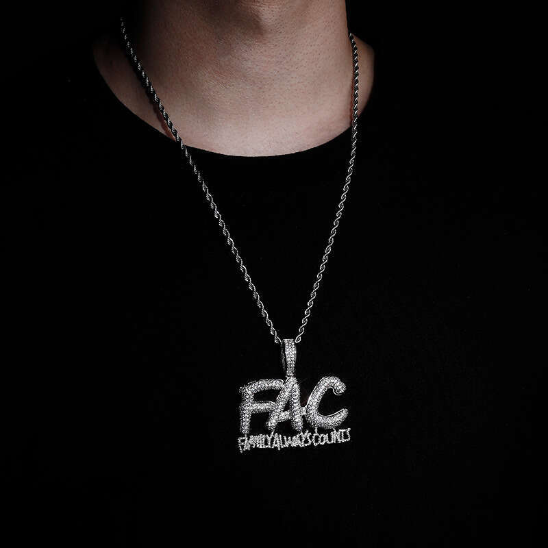 New FAC Family Forever Important Full Moissanite chain Hip-Hop Pendant Necklace Unisex Trendy Jewelry