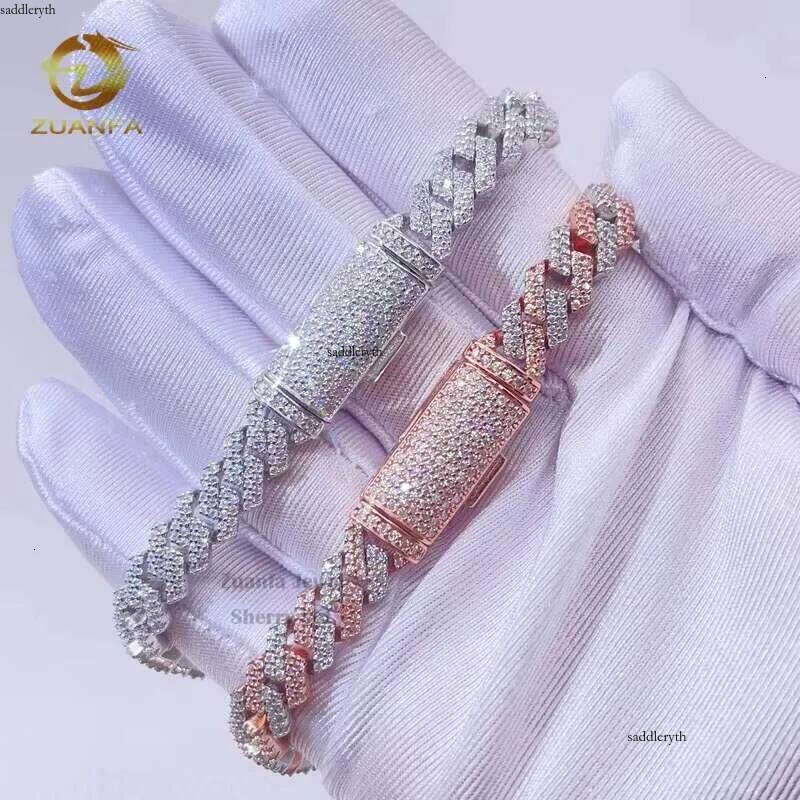 GRA 8MM Double Row Iced Out Men Women Fashion Stylish VVS Dia Moissanite Cuban Chain 73 27