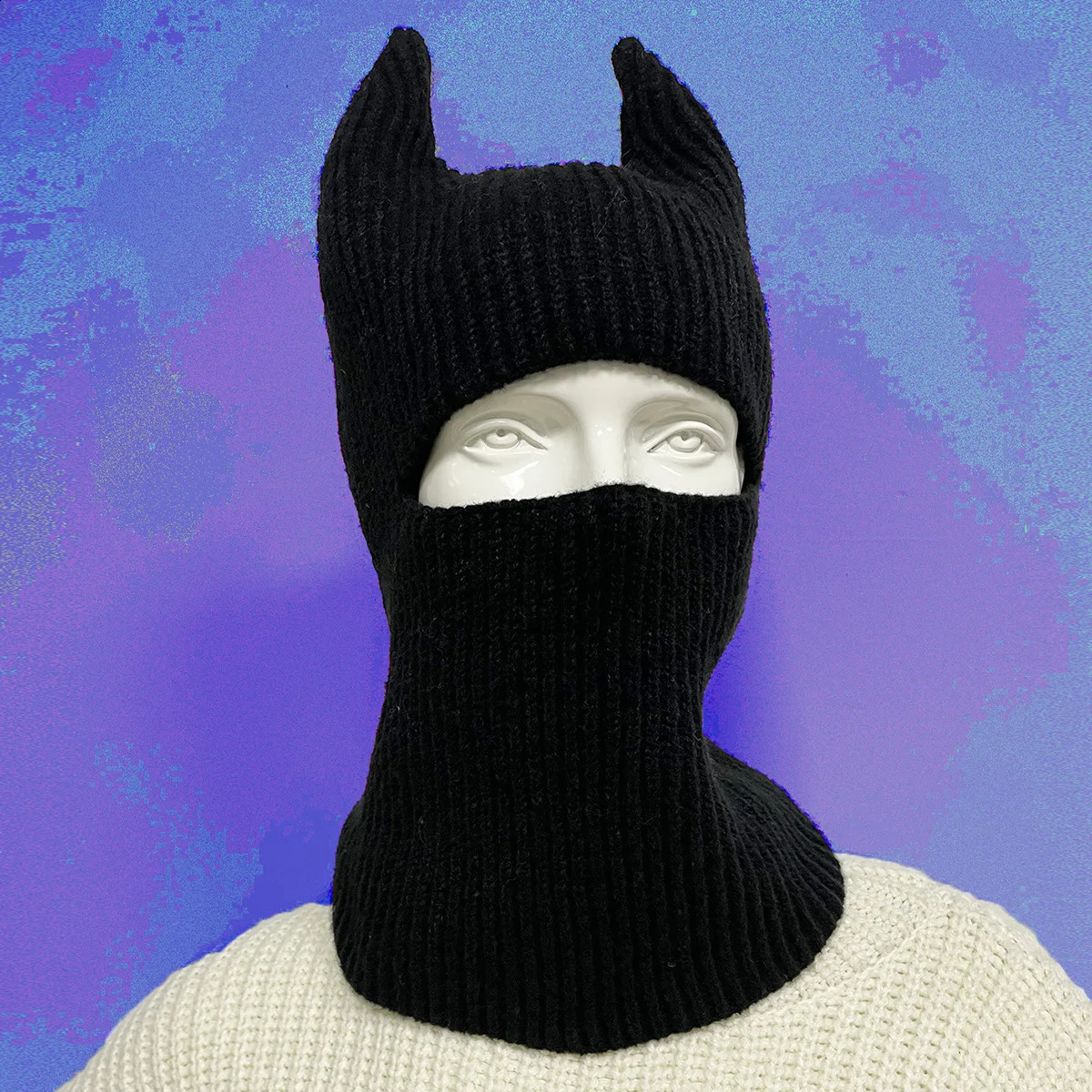 Devil Horn Balaclava Full Face Cover Ski Mask Hats For Women Men Halloween Party Hat Army Tactical Cs Windproof Knit Beanies Cap 250807