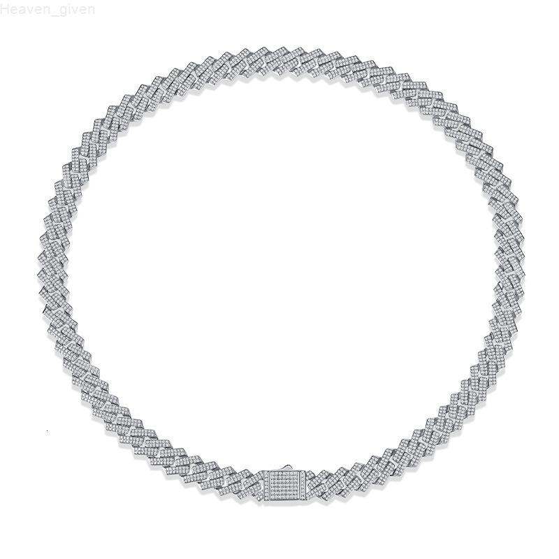 Hip Hop Mens Jewelry 925 Solid Silver Moissanite Diamond Clasp 18K Gold-Plated Rope Chain Cuban Link Necklace Moissanite Chain
