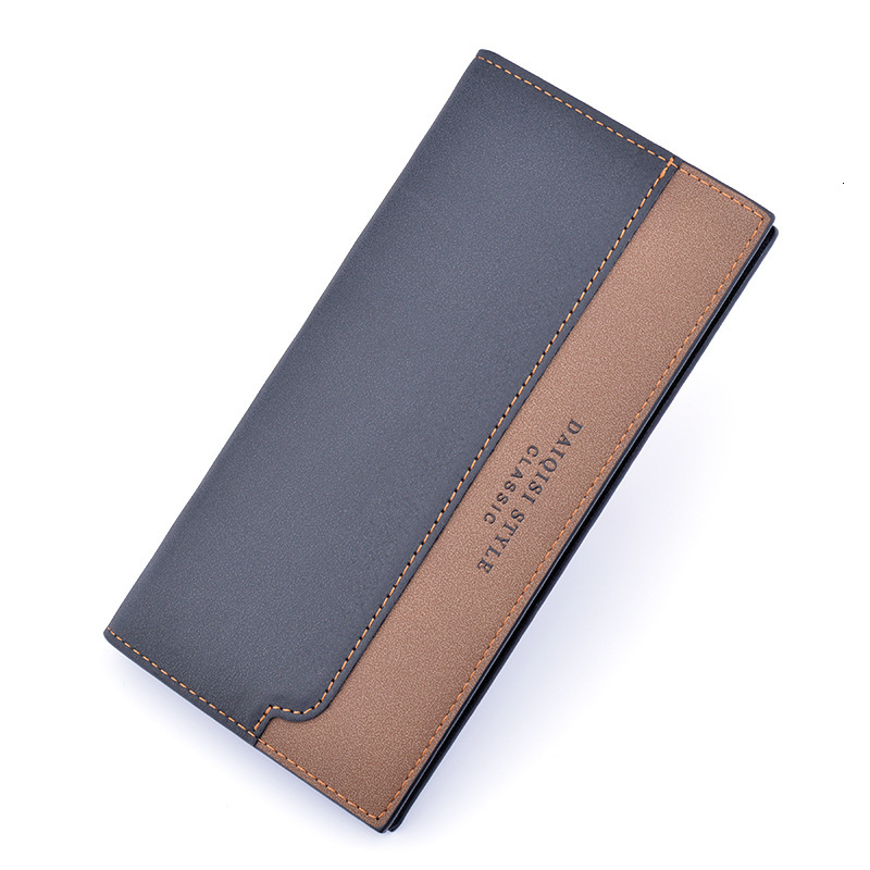 Men's Wallet Long Style Fashion Patchwork Color Luxury Bag Block Thin Soft Leather Wallet For Young Men Designer Bag With Multiple Card Slots Sui