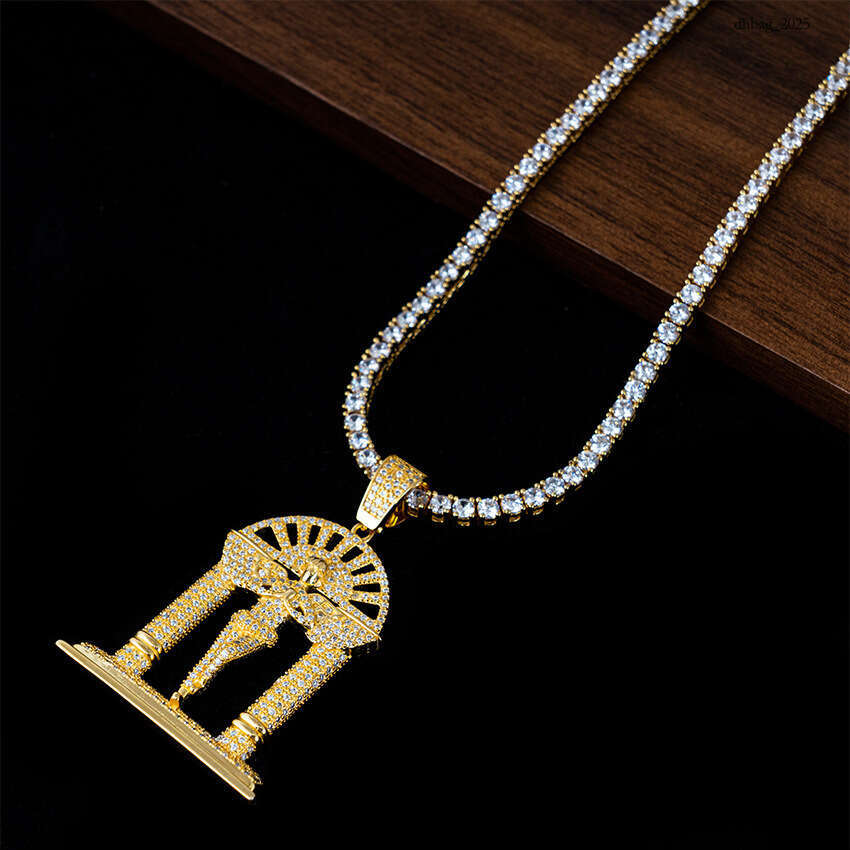 New Personality Angel Door Trendy Hip Hop Jewelry Full Inlaid Moissanite Pendant Necklace