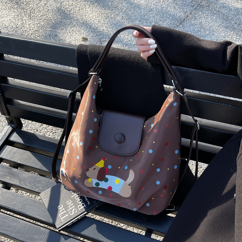 Designer Bag Cross-border Women's Embroidery Zhang Classmate Niche Versatile Retro Underarm Bag Cartoon Tote Bag Cute Luxury Bag Single Shoulder 