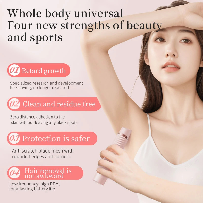 Electric Shaver for Women Bikini Trimmer Mustache Hair Removal Razor Ladies Face Underarm Legs Electric Painless Epilator 250805