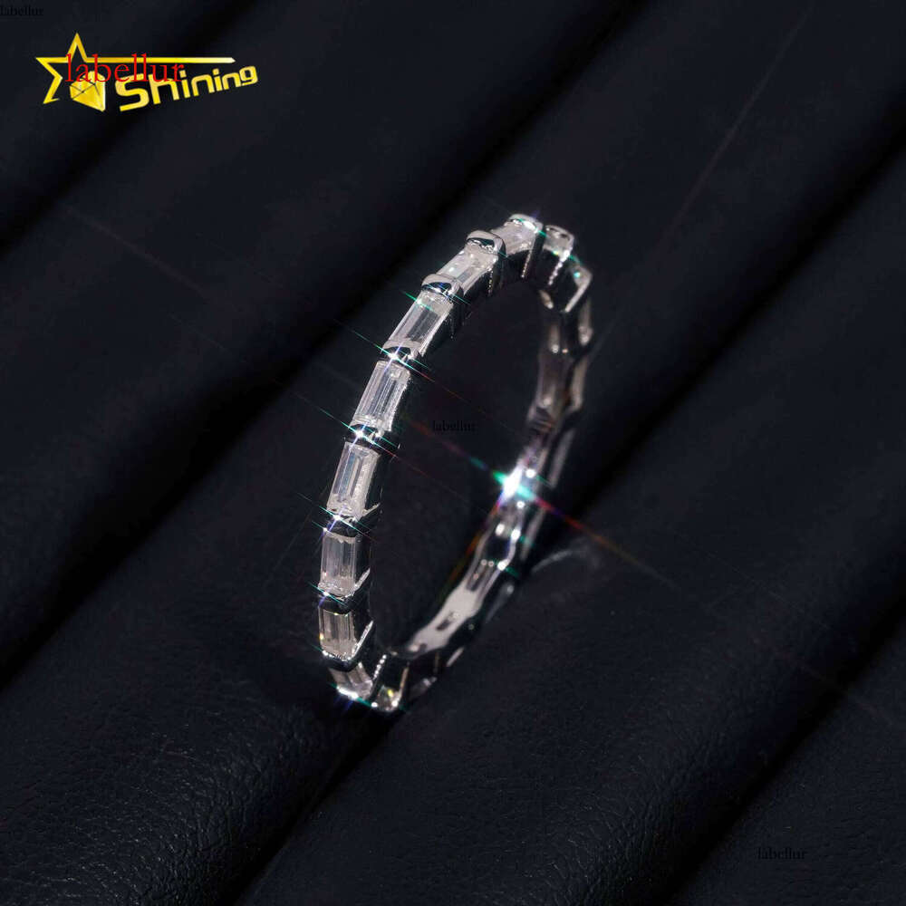 Pure Silver D VVS Baguette Moissanite Wedding High-Quality Women's Fashion Jewelry Ring