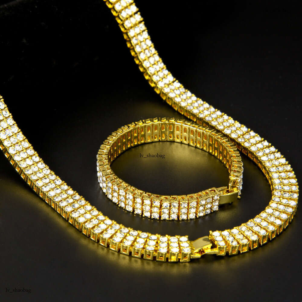 3 Drainage Drill Necklace with Inlaid Dia Bracelet Zinc Alloy Men's Hip-Hop Hot-Selling Jewelry Accessories