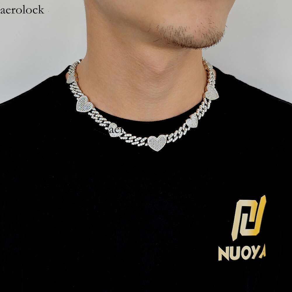 Hip Hop 9mm Heart Cuban Chain Moissanite chain Men's Jewelry High-end Exquisite Women's Necklace