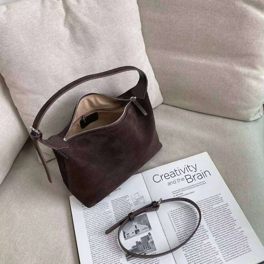New Maroon Color Casual Shoulder Bag with Extend Strap Genuine Suede Cow Leather Women Handbag Soft