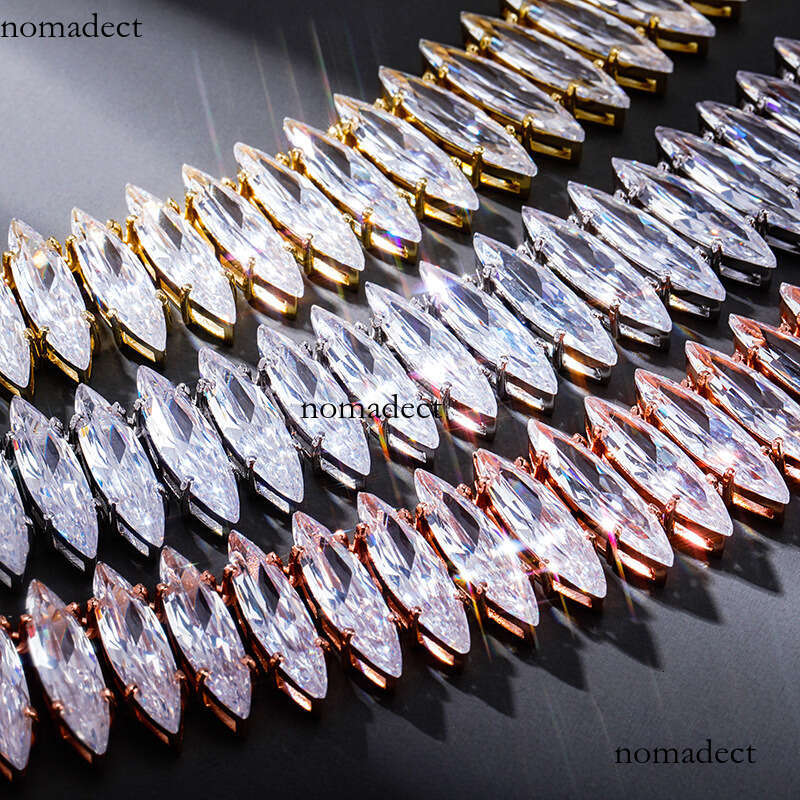 New 20mm Five-Prong Set Oval Moissanite chain Women's Tennis Chain Necklace Hip-Hop Choker